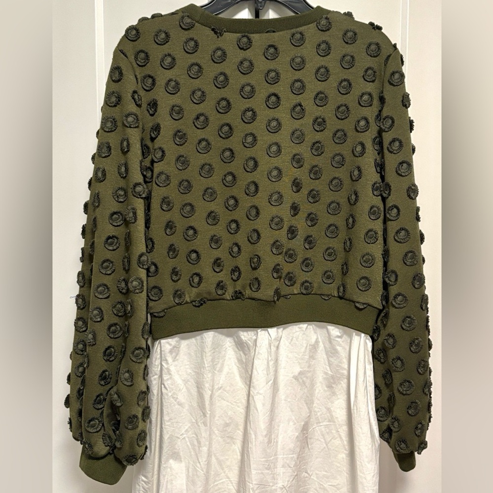 EUC [Pearl by Lela Rose] Poplin Embroidered Sweater Layer Combo Dress Women’s S - Picture 11 of 15